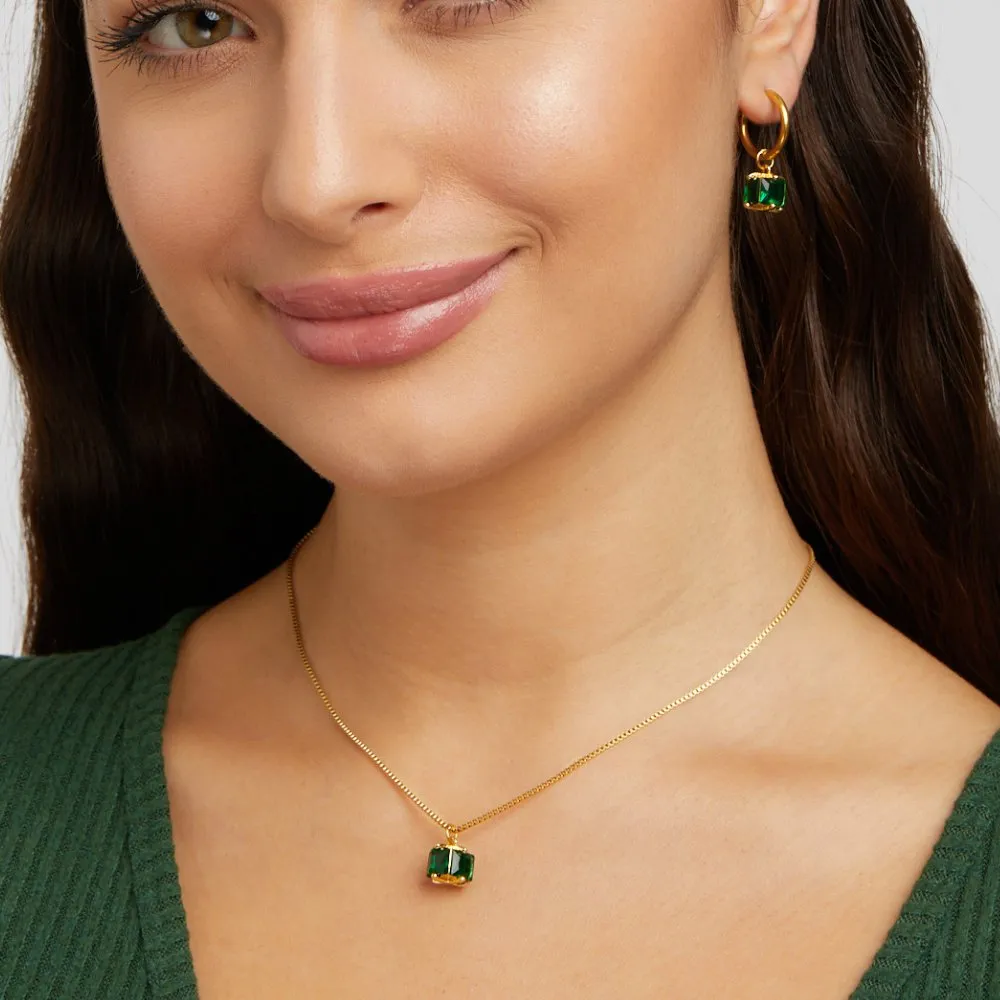 Emerald Cube Necklace