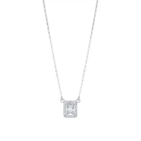 Emerald Cut CZ Necklace - Sterling Silver