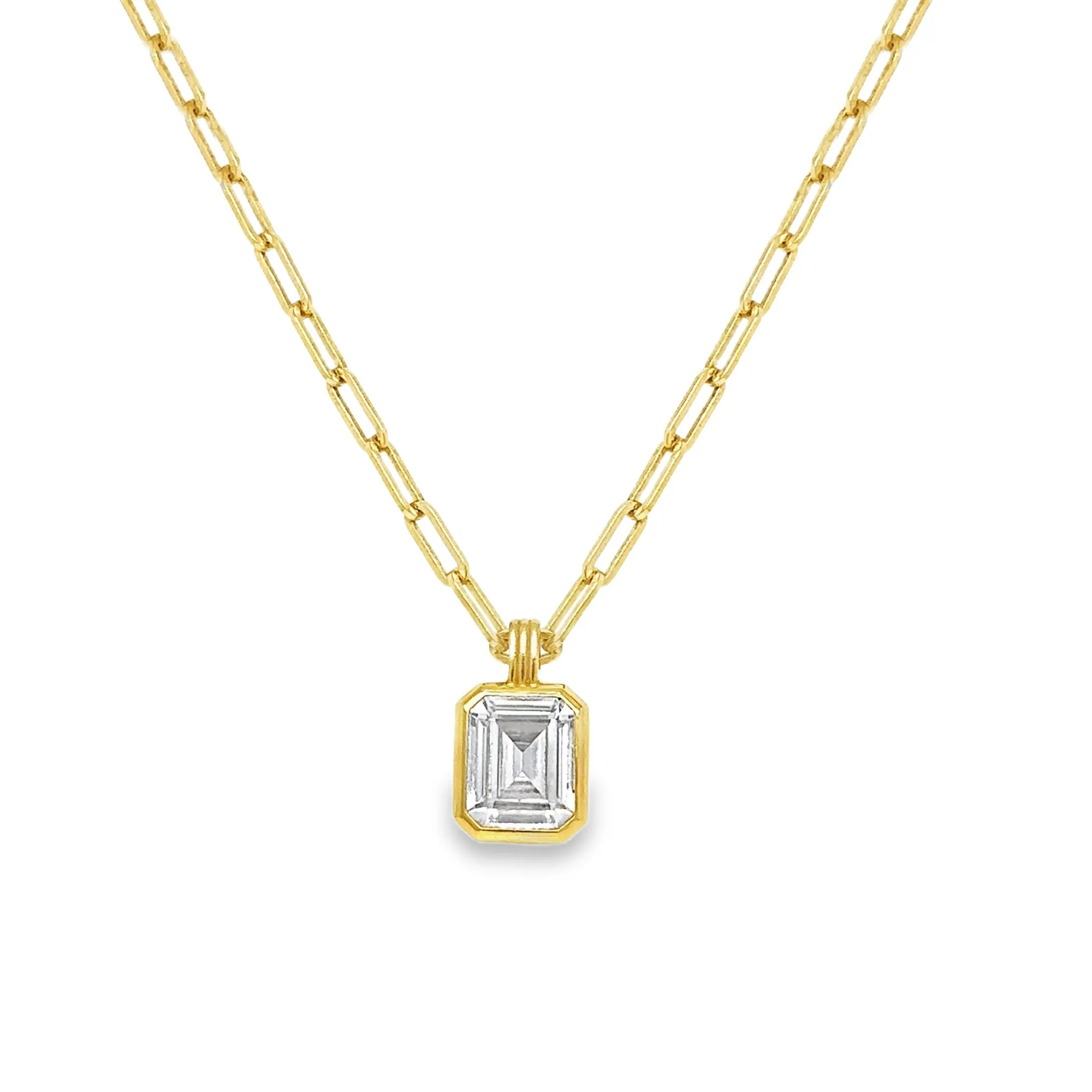 Emerald Cut CZ Pendant Gold