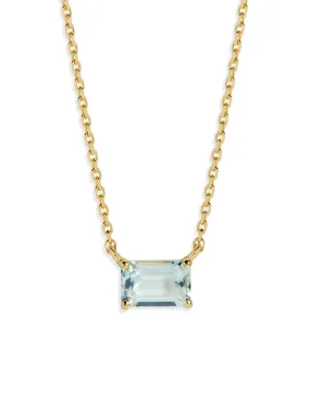 Emerald Cut Green Amethyst Yellow Gold Necklace