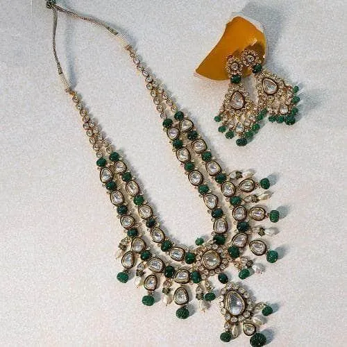 Emerald Polki Necklace And Earring Set