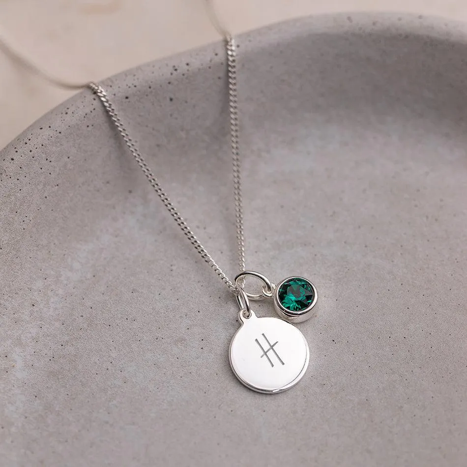 Engraved May Birthstone Necklace