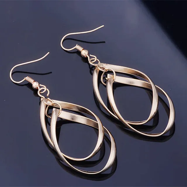 ES927 Big Dangle Earrings For Women Long Drop Brincos Bijoux boucle d'oreille Twist Fashion Jewelry Earring Hollow Leaf Rhombus