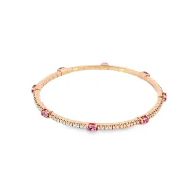 Ex-Tensible™ Oval Pink Sapphire Station & Diamond Stretch Tennis Bracelet