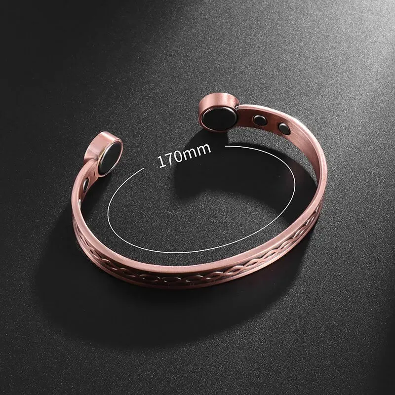 Fashion Magnetic Opening Adjustable Red Copper Retro Bracelet Cross Bracelet for Men