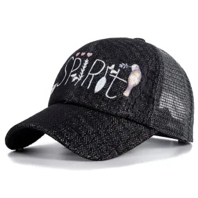 Fashion Women's Summer Hat Floral Bird Spirit Letter Print Baseball Cap Female Outdoor Adjustable Streetwear Trucker Hat