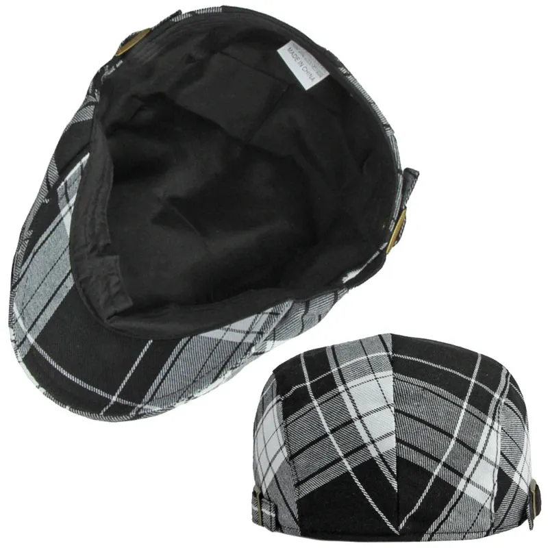 Fashionable Hundred Plaid Cotton Flat Cap