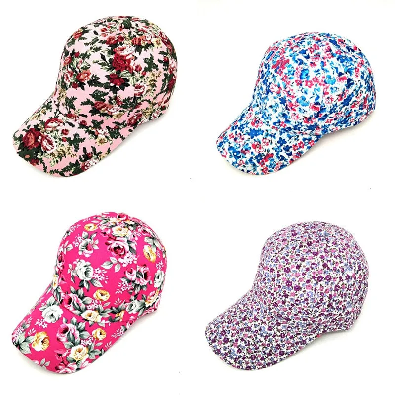 Female Sun Hat Adjustable dense flower pattern Baseball Cap Flower print Hats For women Four Seasons Snapback cap