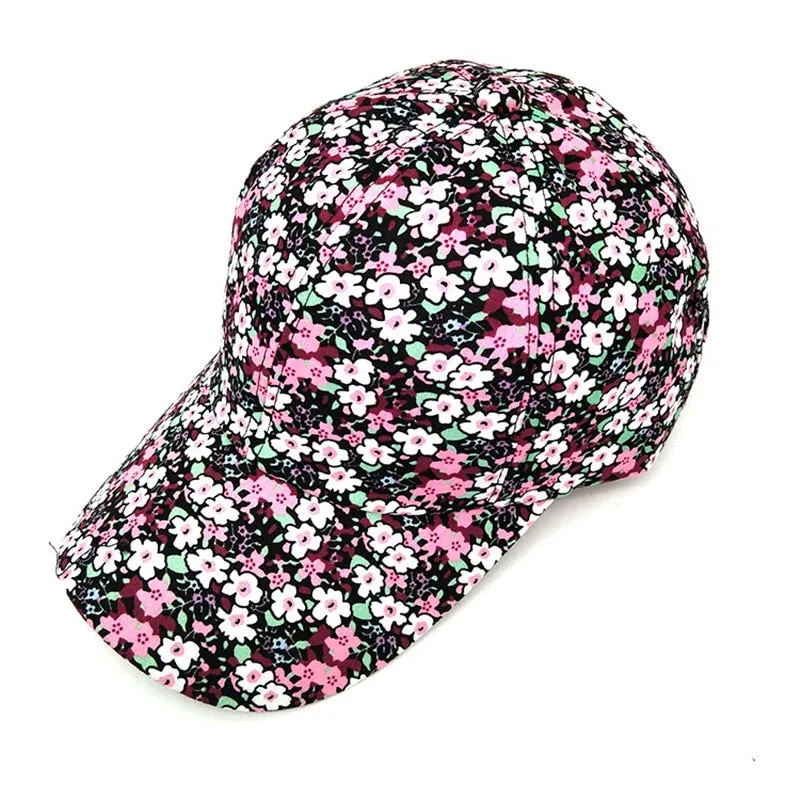 Female Sun Hat Adjustable dense flower pattern Baseball Cap Flower print Hats For women Four Seasons Snapback cap