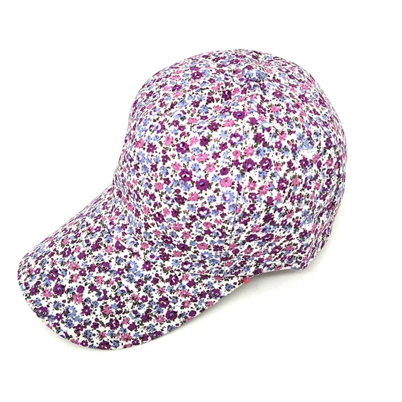 Female Sun Hat Adjustable dense flower pattern Baseball Cap Flower print Hats For women Four Seasons Snapback cap