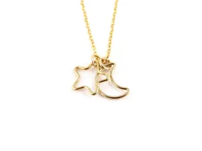 Fine Open Moon and Star Necklace