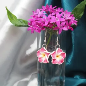 Flirty Plumeria Pink Drop Earrings