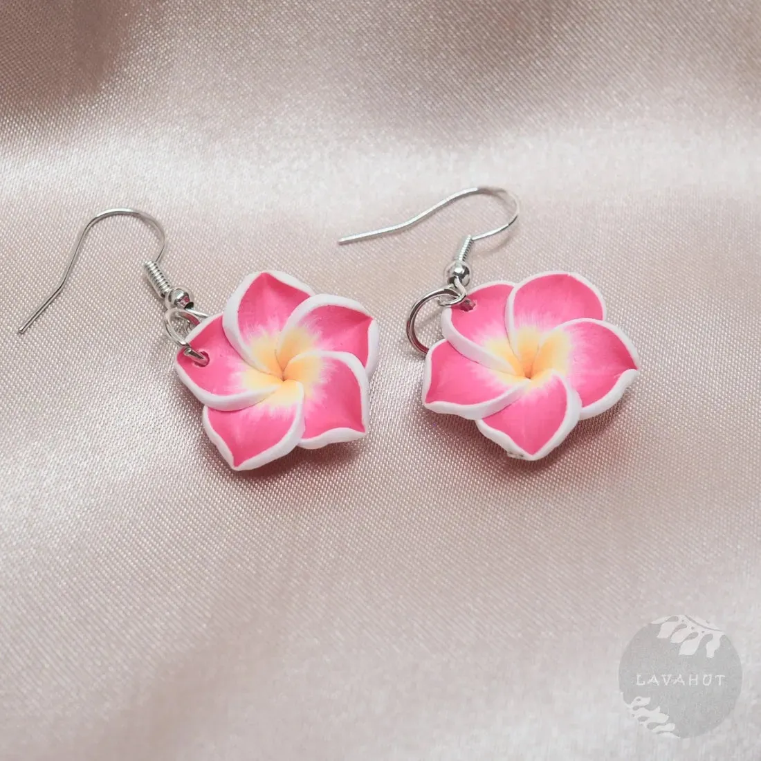 Flirty Plumeria Pink Drop Earrings