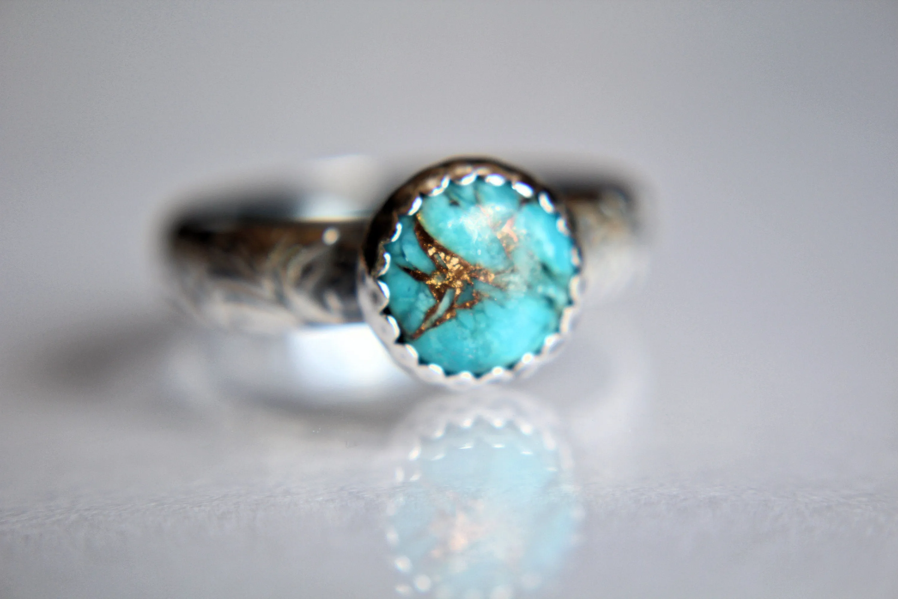 Floral Turquoise Ring, Floral Band, Turquoise Floral Ring, Antique Silver Ring, Boho Statement Band, Floral Jewelry, Thick Floral Ring, gift