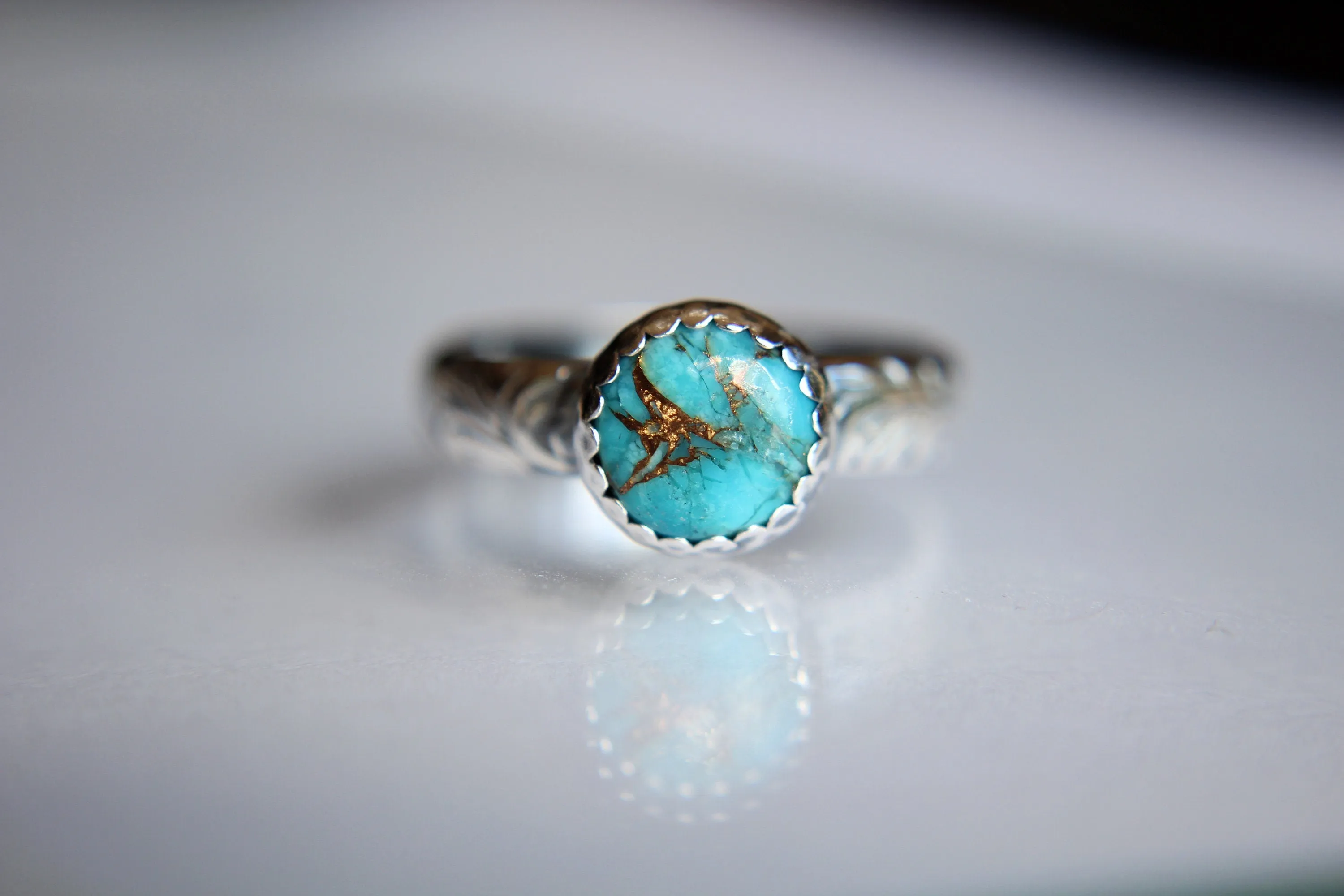 Floral Turquoise Ring, Floral Band, Turquoise Floral Ring, Antique Silver Ring, Boho Statement Band, Floral Jewelry, Thick Floral Ring, gift