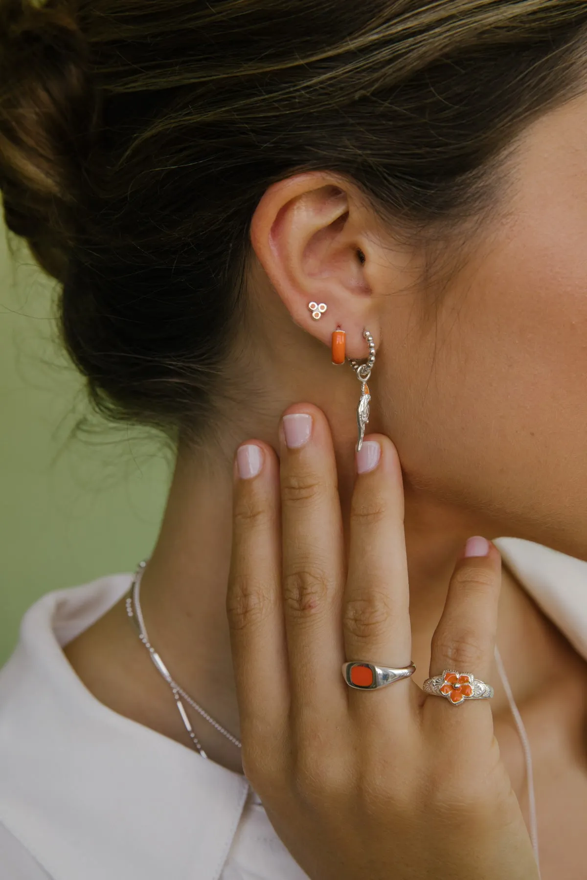 Flower pinky ring silver