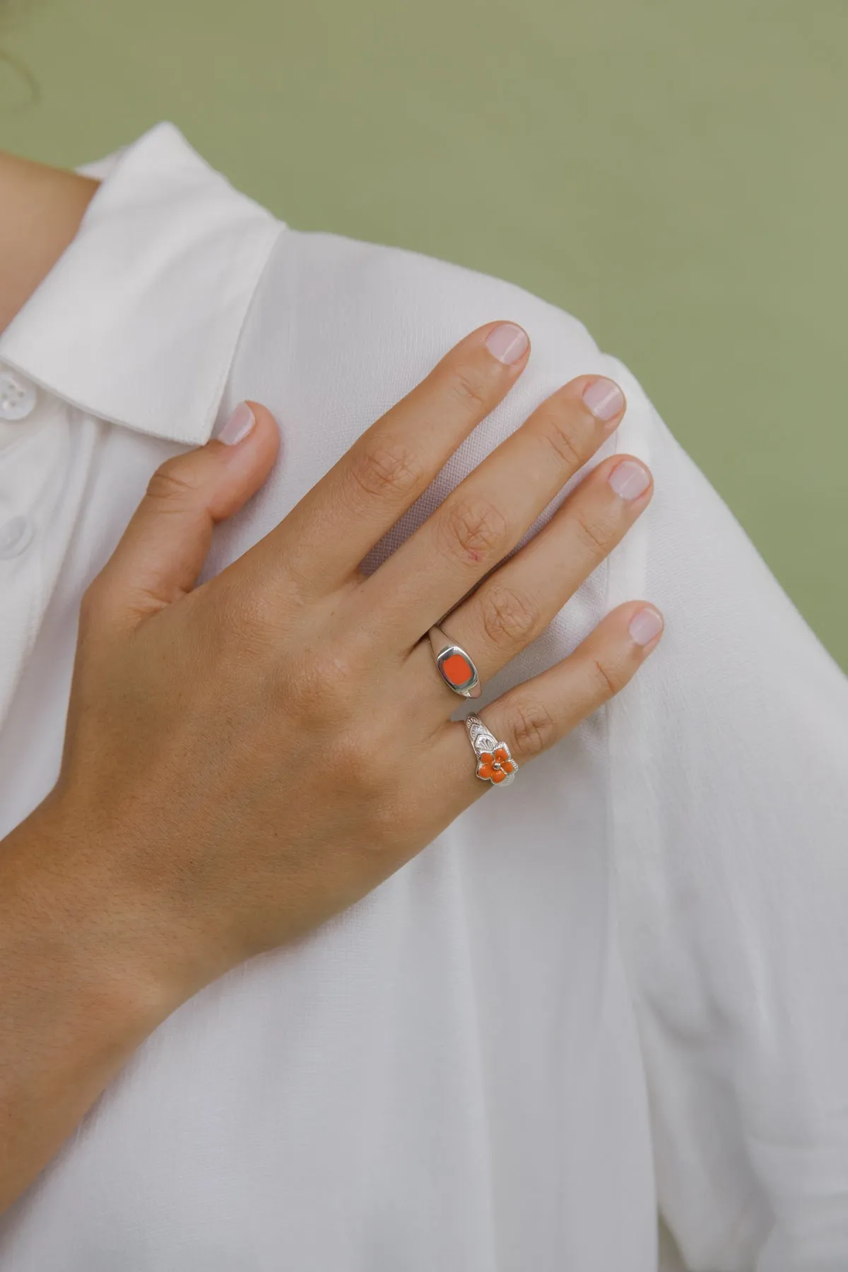 Flower pinky ring silver