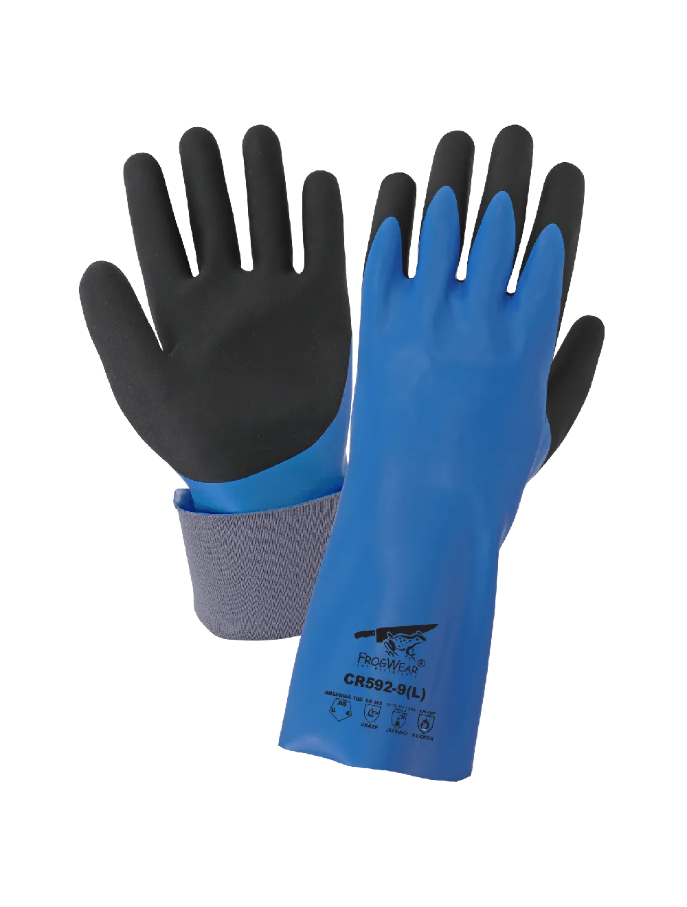 FrogWear Double Dippled Nitrile Supported Chemical Gloves A5 15 Gauge Gloves - 12 Pairs