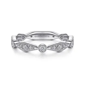 Gabriel & Co. "Vintage" Style Milgrain Stackable Diamond Ring