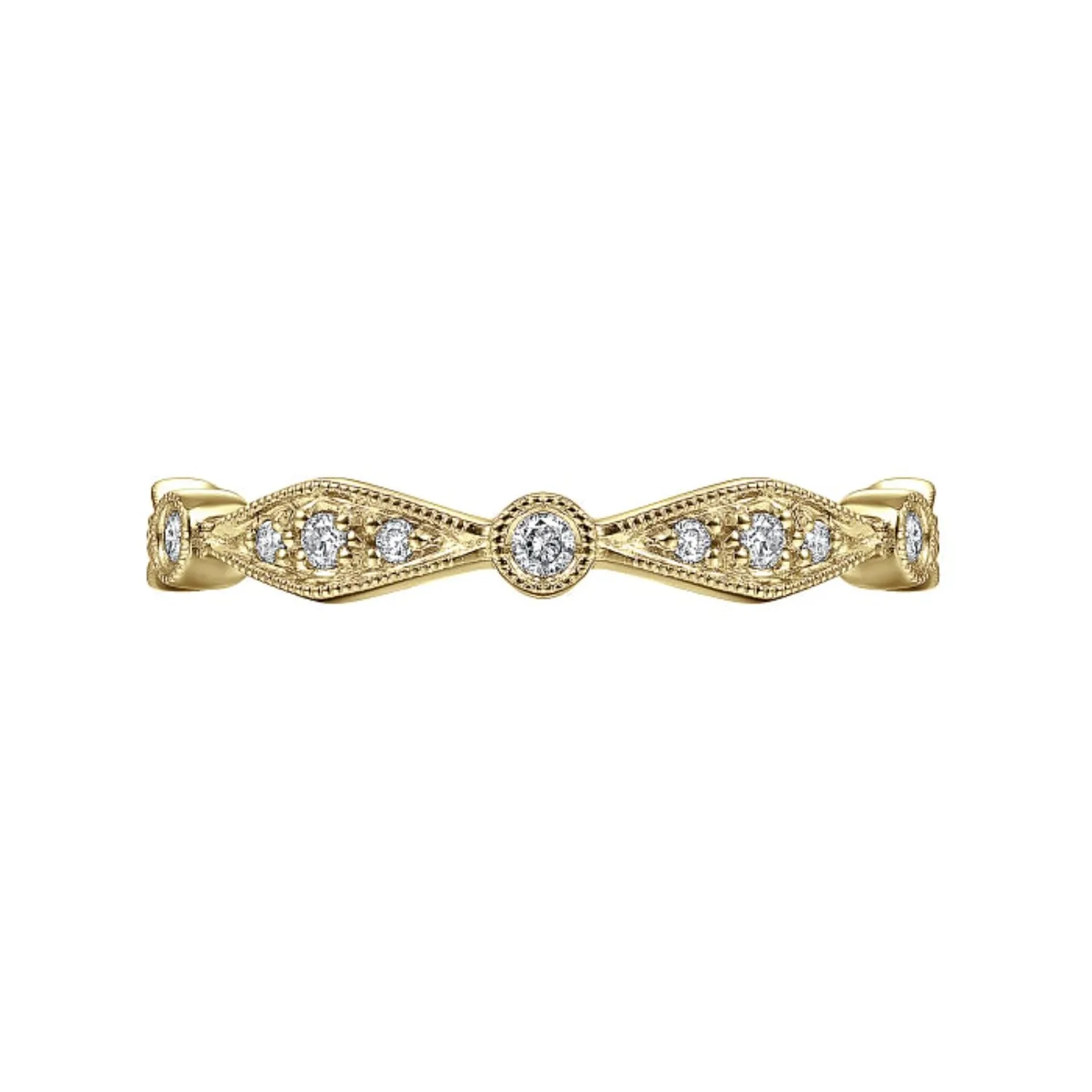 Gabriel & Co. "Vintage" Style Milgrain Stackable Diamond Ring