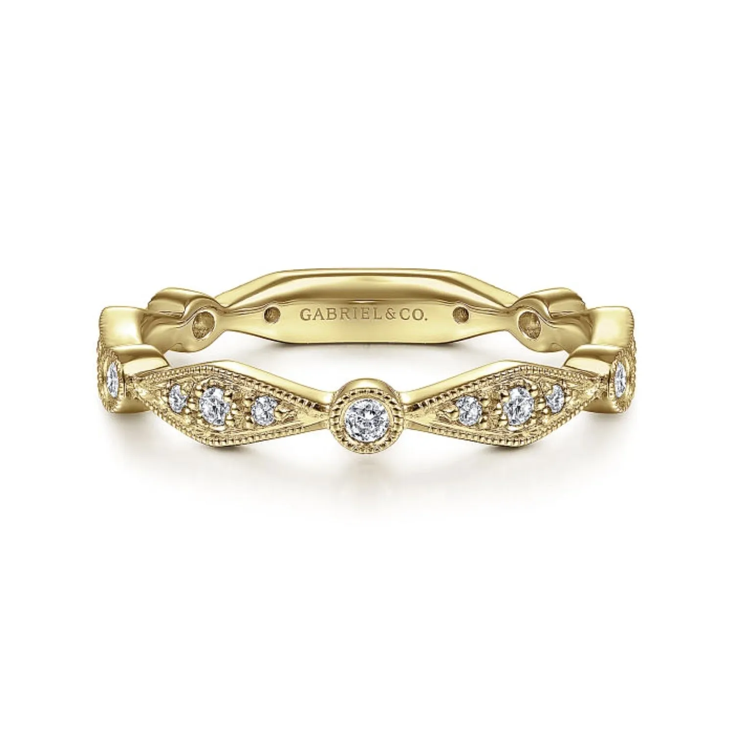 Gabriel & Co. "Vintage" Style Milgrain Stackable Diamond Ring