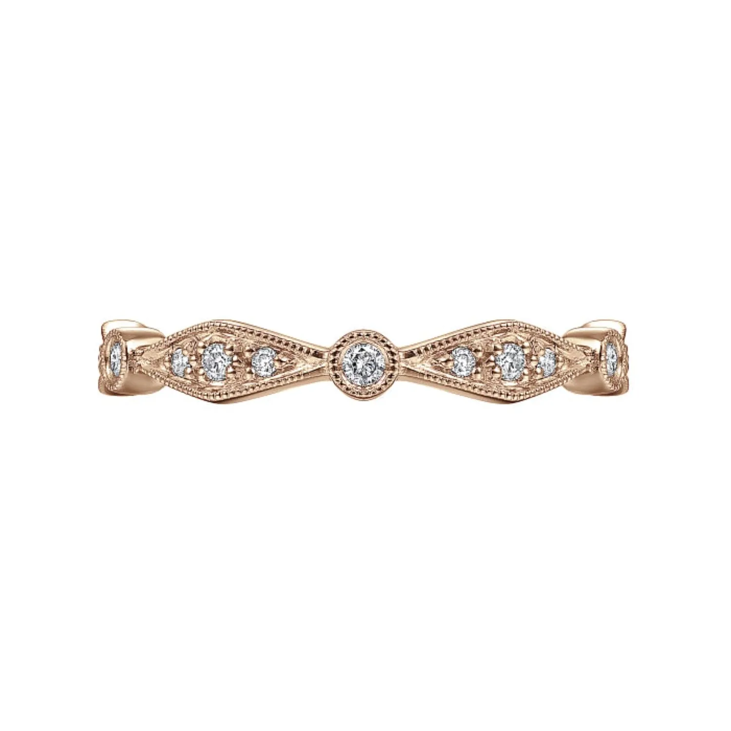 Gabriel & Co. "Vintage" Style Milgrain Stackable Diamond Ring