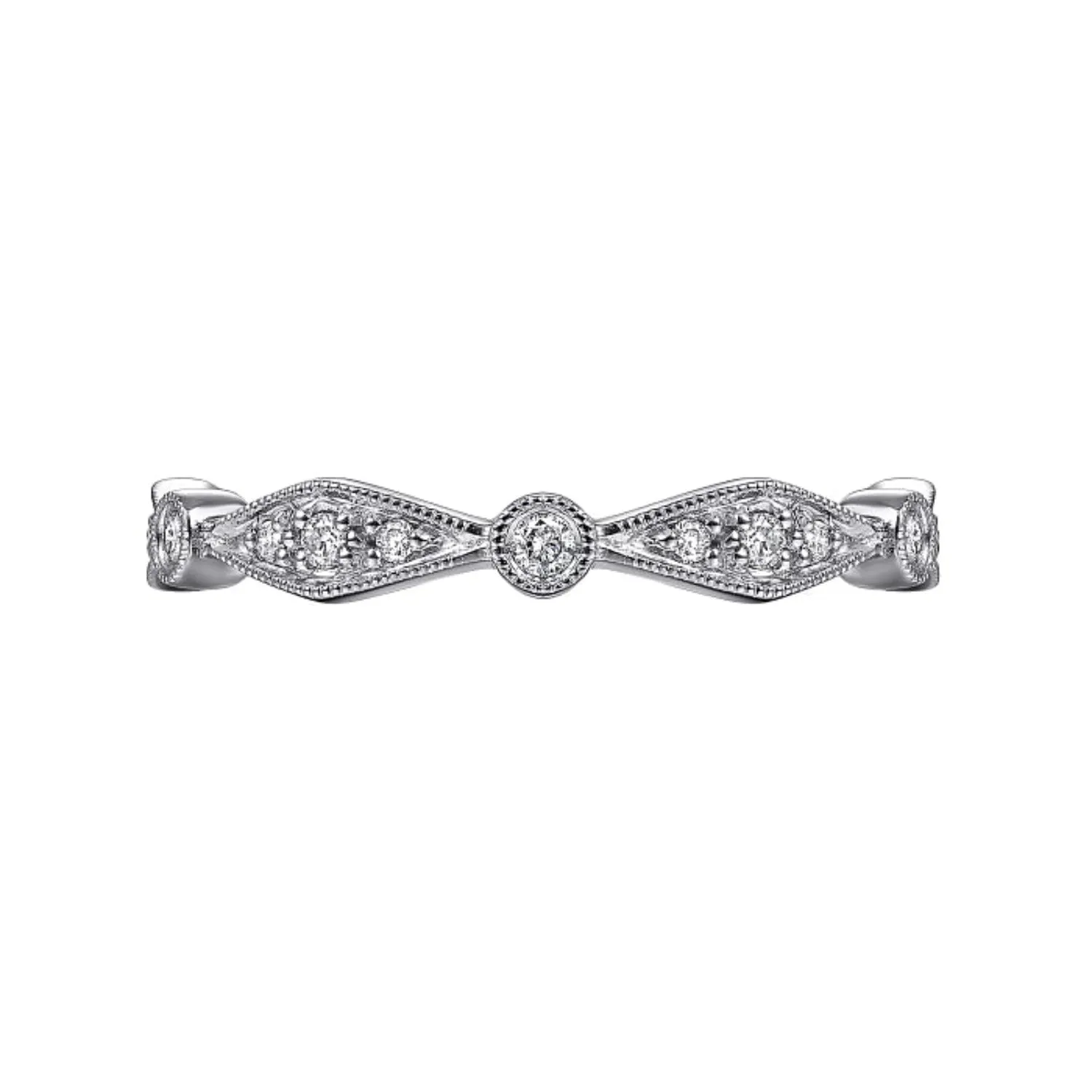 Gabriel & Co. "Vintage" Style Milgrain Stackable Diamond Ring