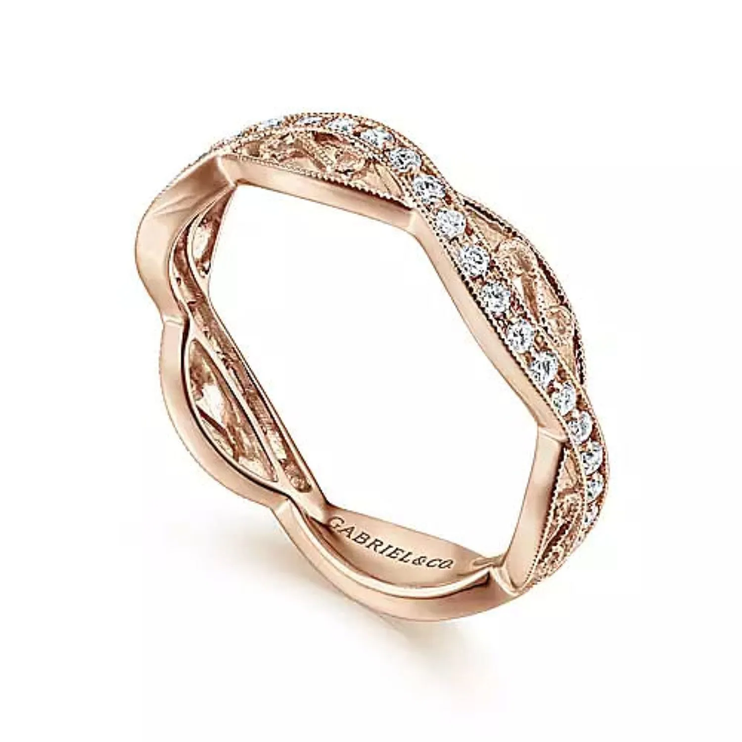 Gabriel & Co. Stackable Twisted Filigree Diamond Fashion Band