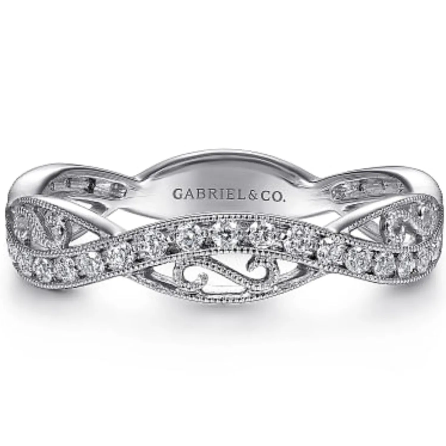 Gabriel & Co. Stackable Twisted Filigree Diamond Fashion Band