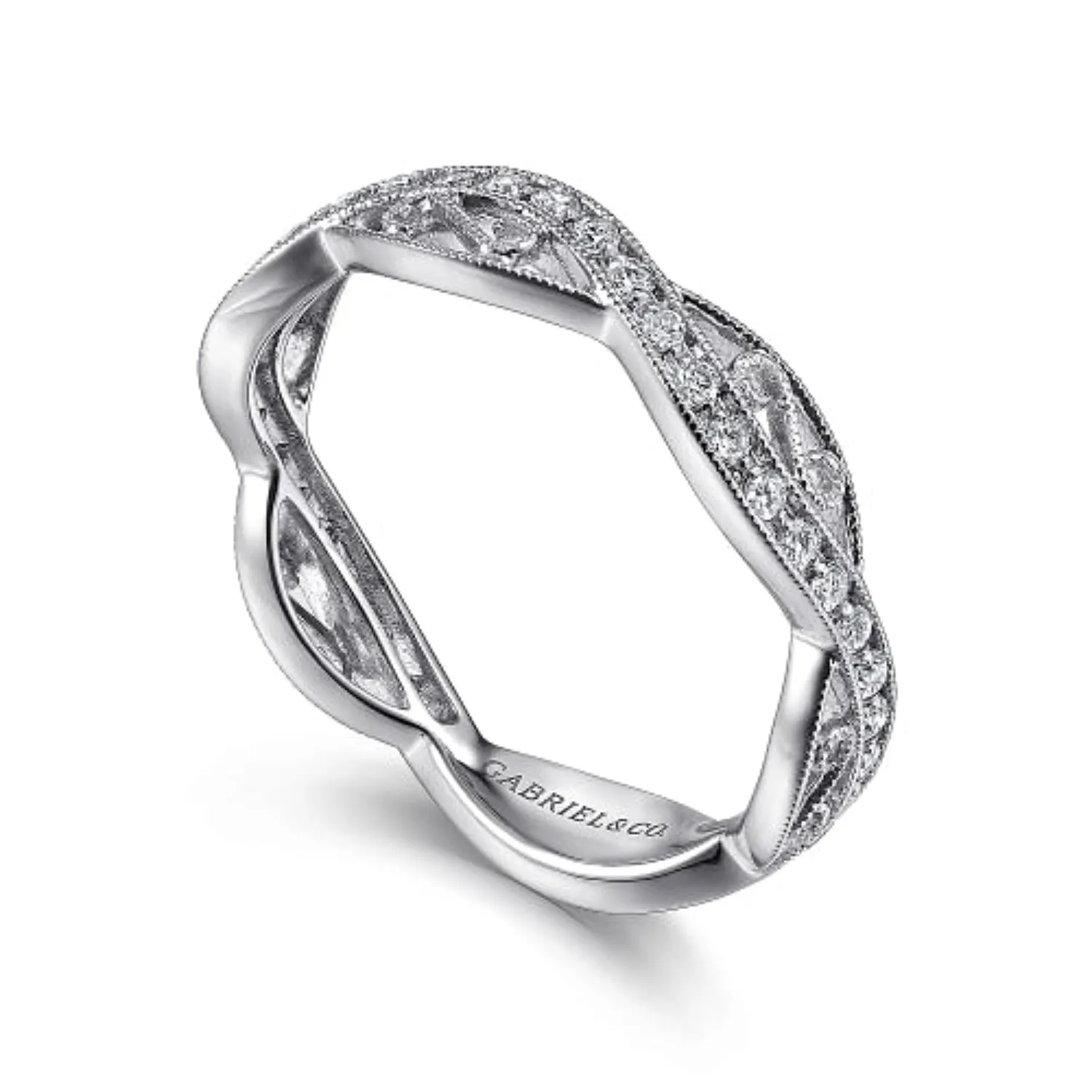 Gabriel & Co. Stackable Twisted Filigree Diamond Fashion Band