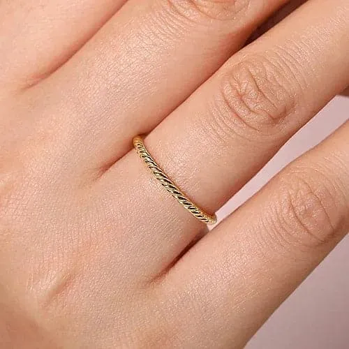 Gabriel & Co. Yellow Gold Twisted Rope Stackable Ring