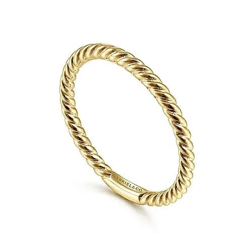 Gabriel & Co. Yellow Gold Twisted Rope Stackable Ring