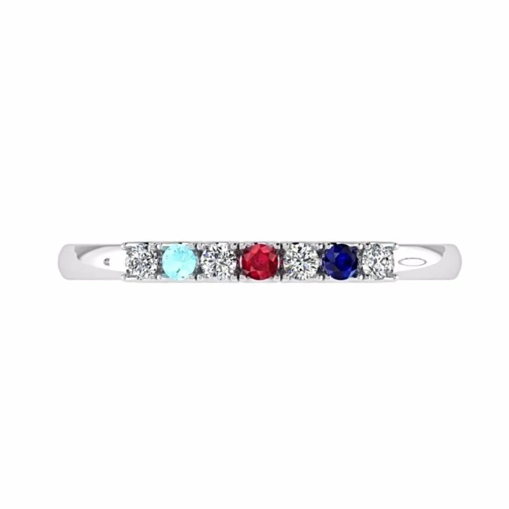 Gemstone and Diamond Semi Eternity Ring 18K Gold