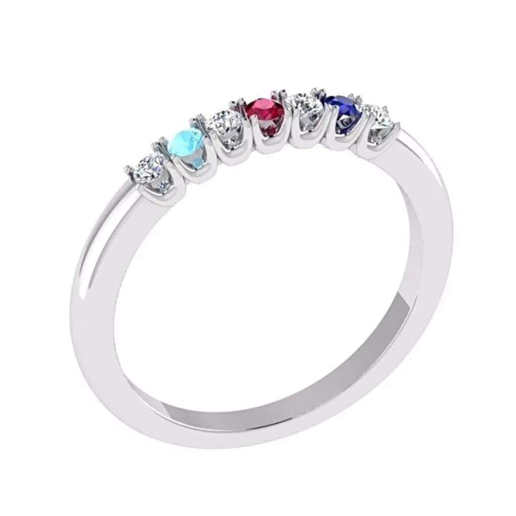 Gemstone and Diamond Semi Eternity Ring 18K Gold