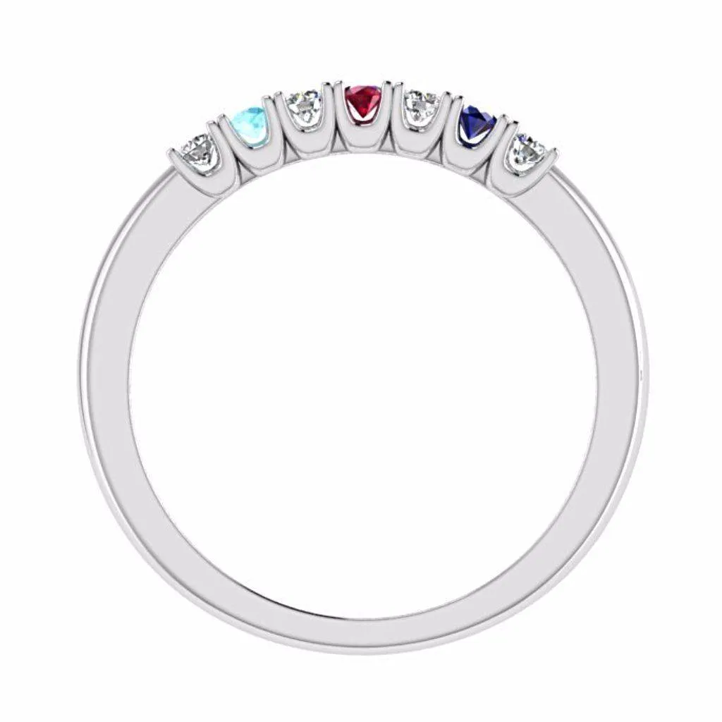 Gemstone and Diamond Semi Eternity Ring 18K Gold