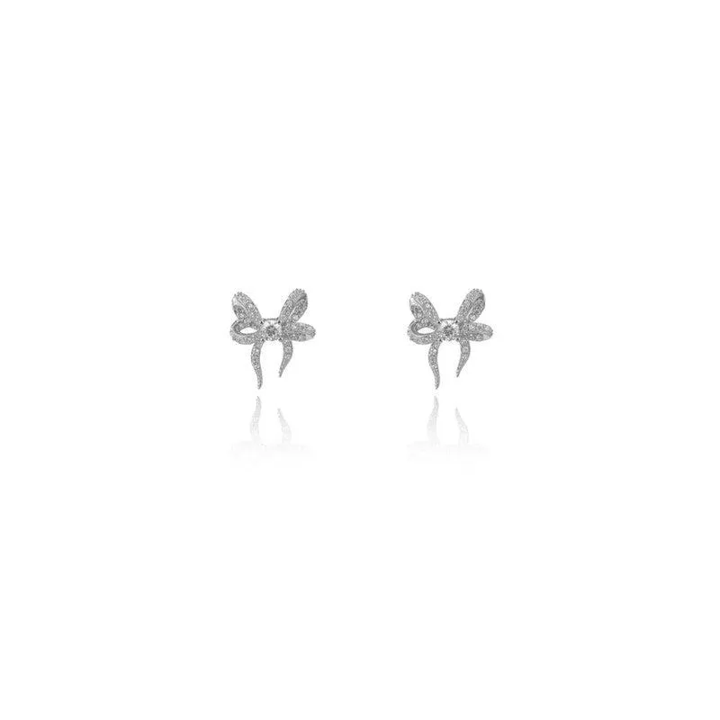 Georgini Sweetheart Bow Earrings - Silver