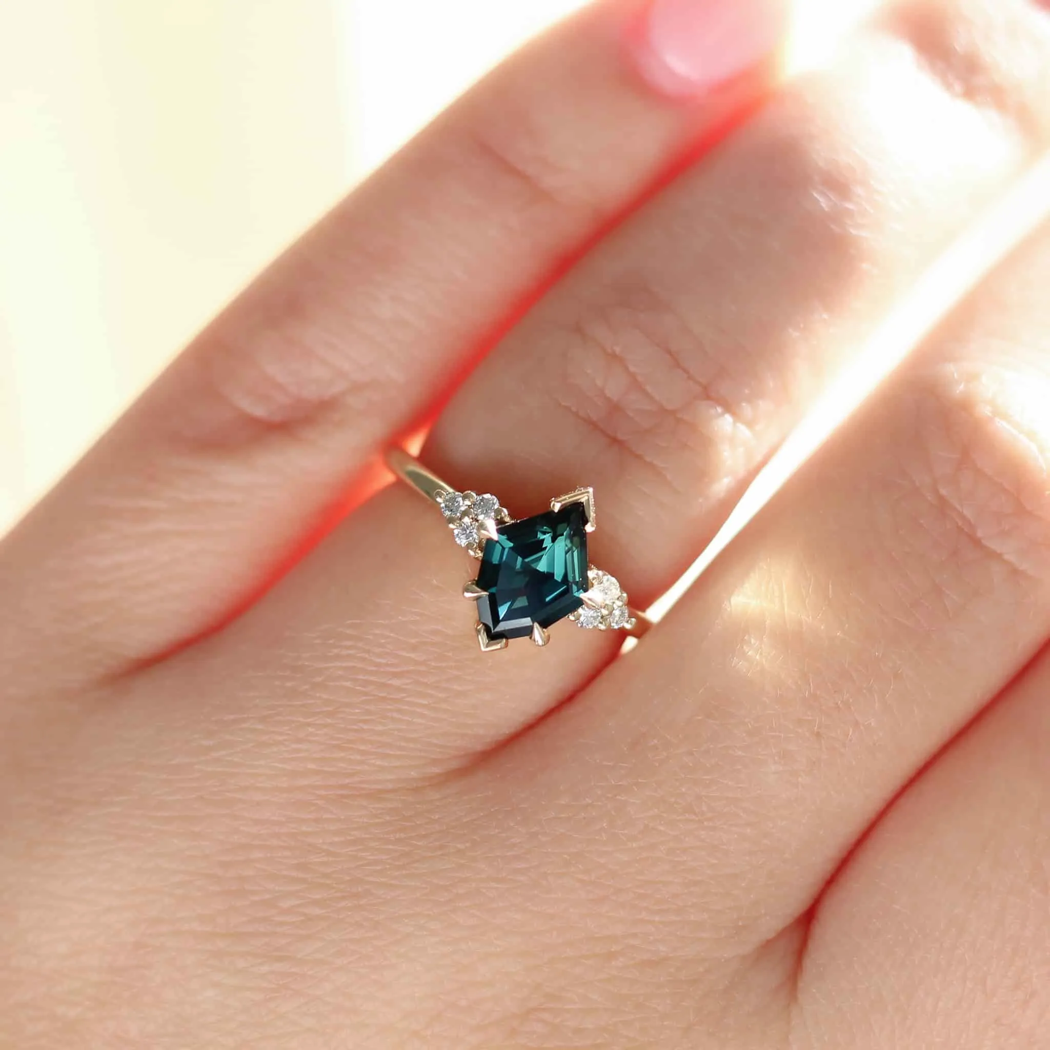 Glacier Teal Green Sapphire Ring