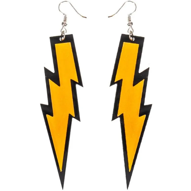 Glittery Neon 80's Lightning Bolt Earrings - Asst Colours