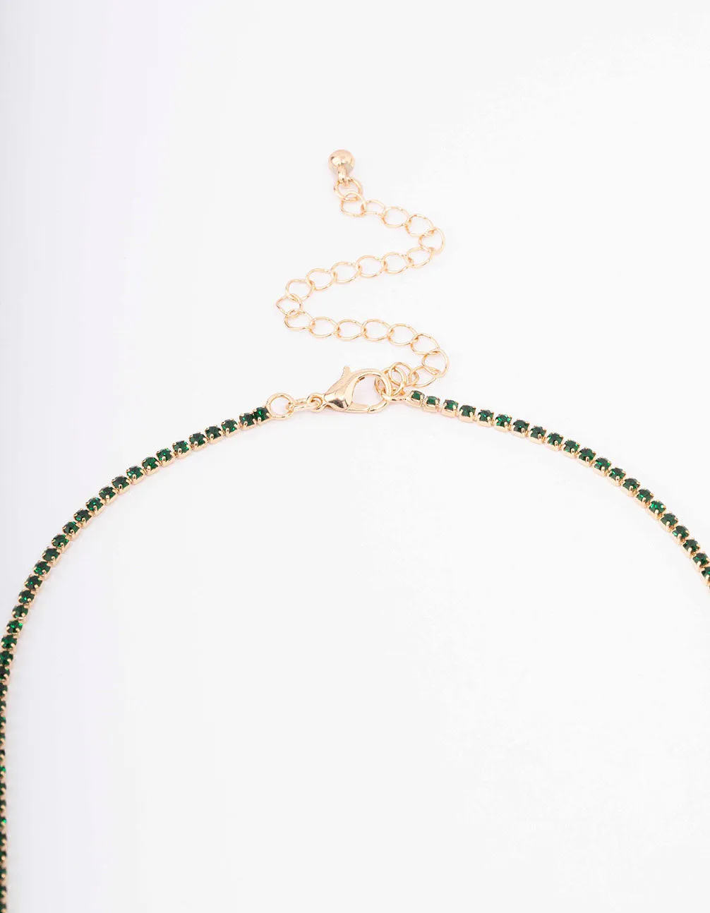 Gold Dainty Emerald Ribbon Lariat Necklace