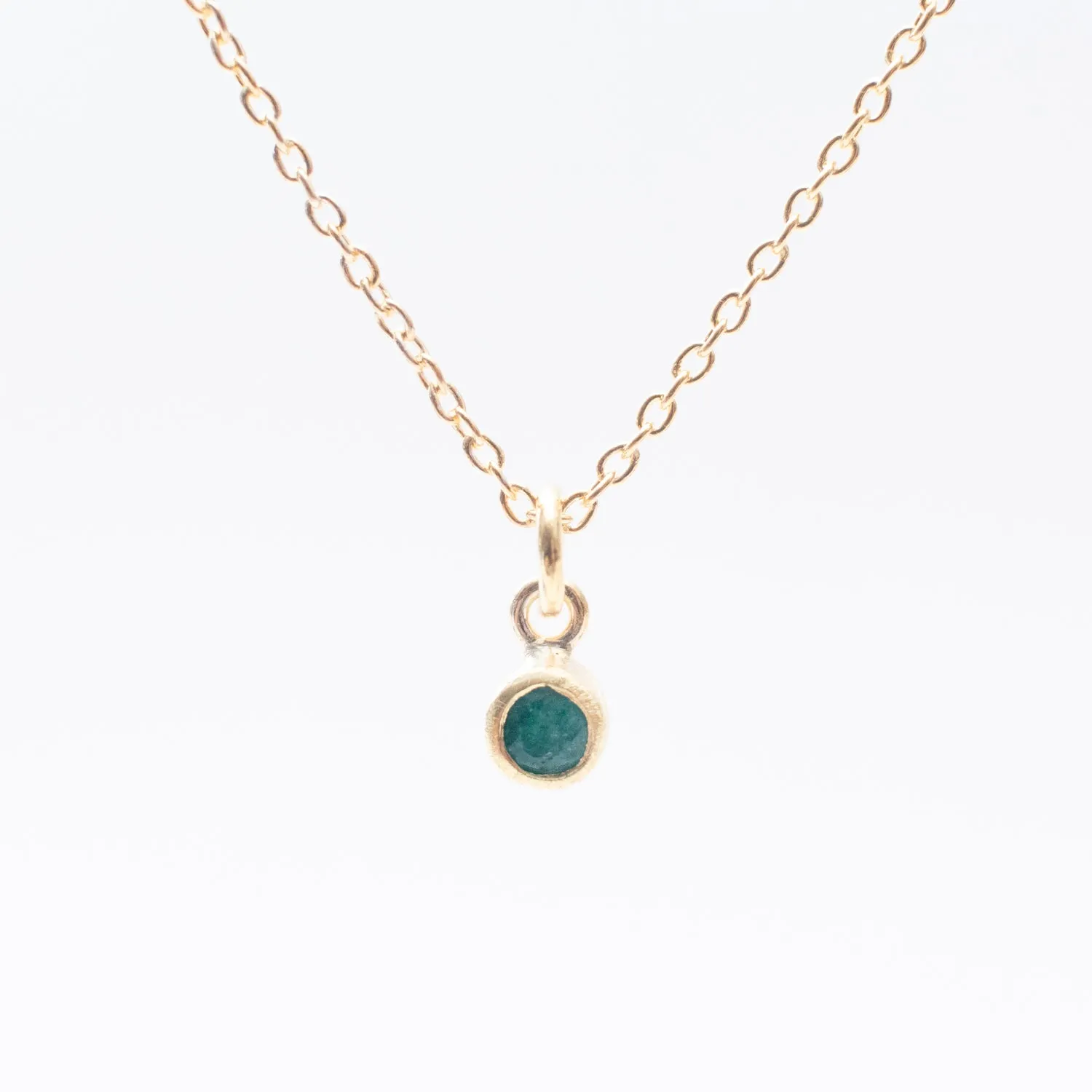 Gold Vermeil & Raw Emerald Solitaire Necklace