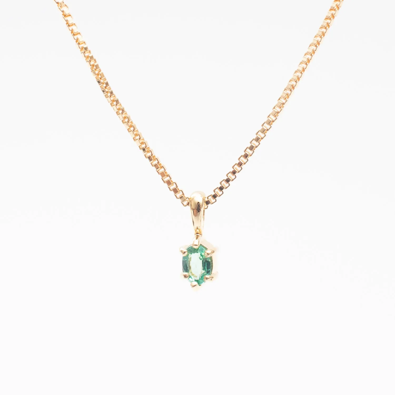 Gold Vermeil Oval Claw Set Emerald Necklace