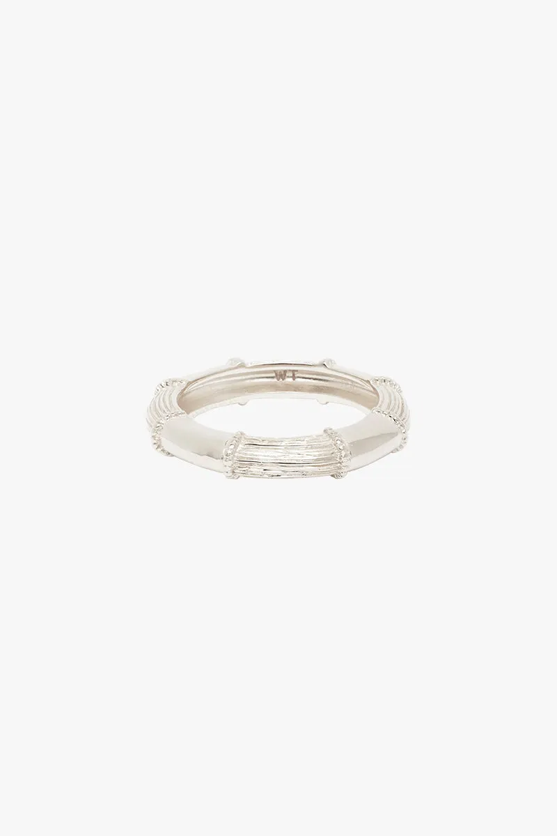 Goldstripe bamboo ring silver