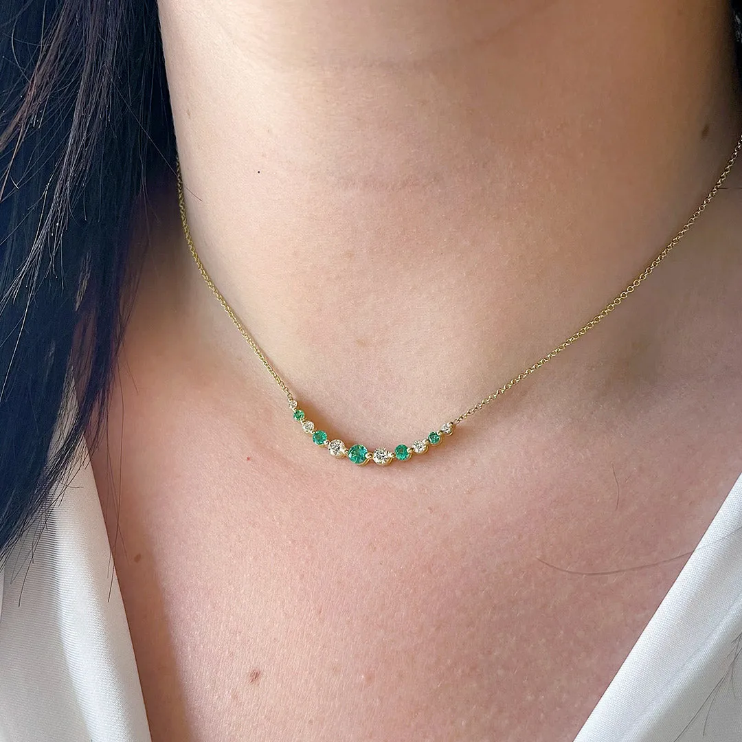 Graduated Emerald & Diamond 14K Yellow Gold Necklace