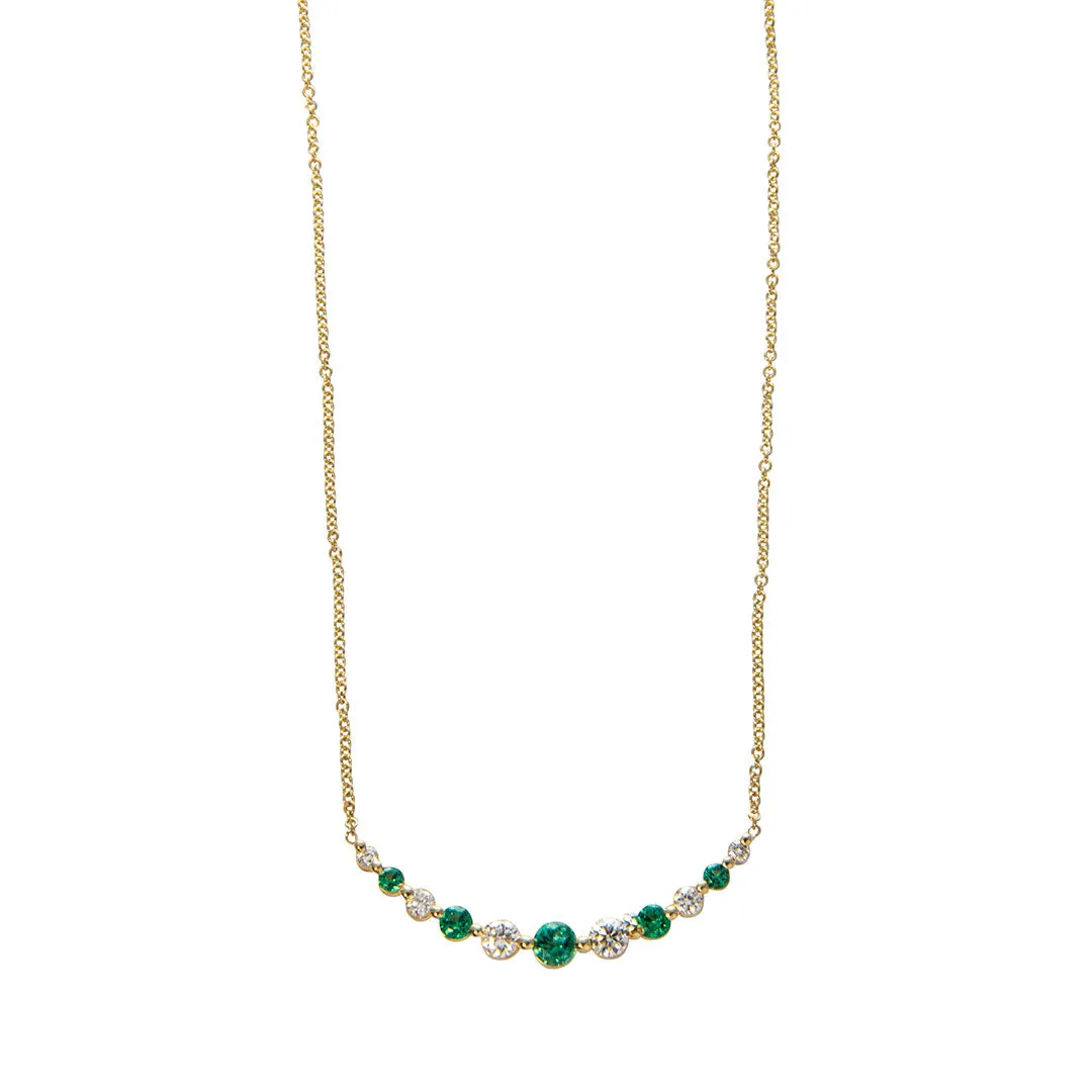 Graduated Emerald & Diamond 14K Yellow Gold Necklace