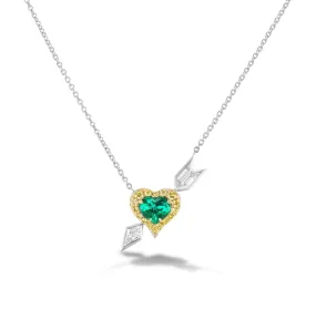 Green Heart and Arrow Pendant Necklace