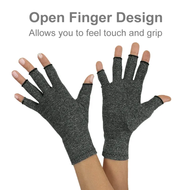 Half Finger Cycling Gloves Arthritis Pressure Health Gloves High Elastic Breathable Anti-edema Rehabilitation Riding Glov, Size:S (Gray)