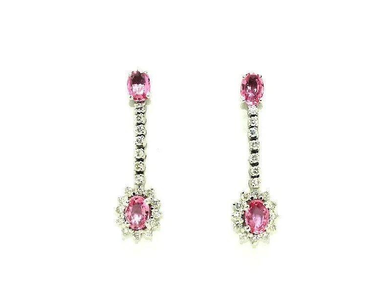 Halo Pink Sapphire And Diamond Dangle Earring Ad No. 0790