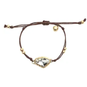 Hammered Stone Cord Bracelet Gold