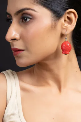 Handcrafted Designer Red Cinnabar Fish Earrings - Lightweight, Unique Design for Everyday Elegance