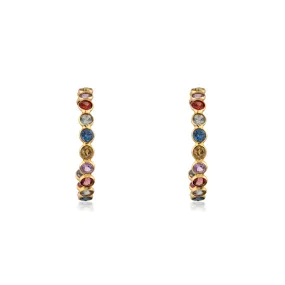 Hani Multi Sapphire Mini Hoops, 18K Gold